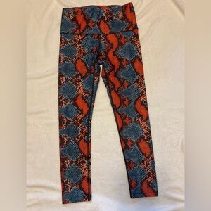 Noli Orange Blue Black Snakeskin Print Leggings Women’s Size Small